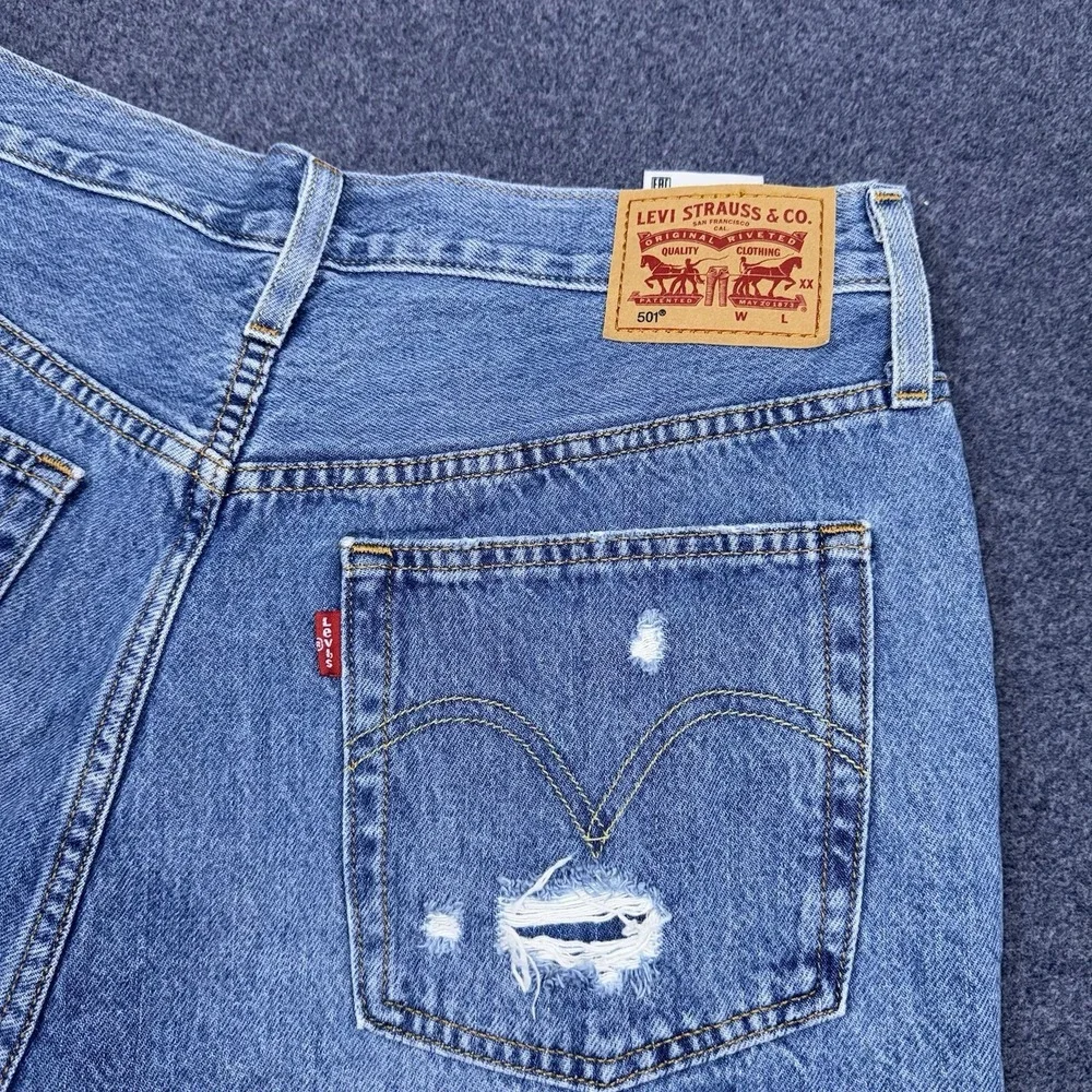 Levi's Denim Shorts Womens 30 Blue Distressed 501 Original Cut Off Summer Y2K